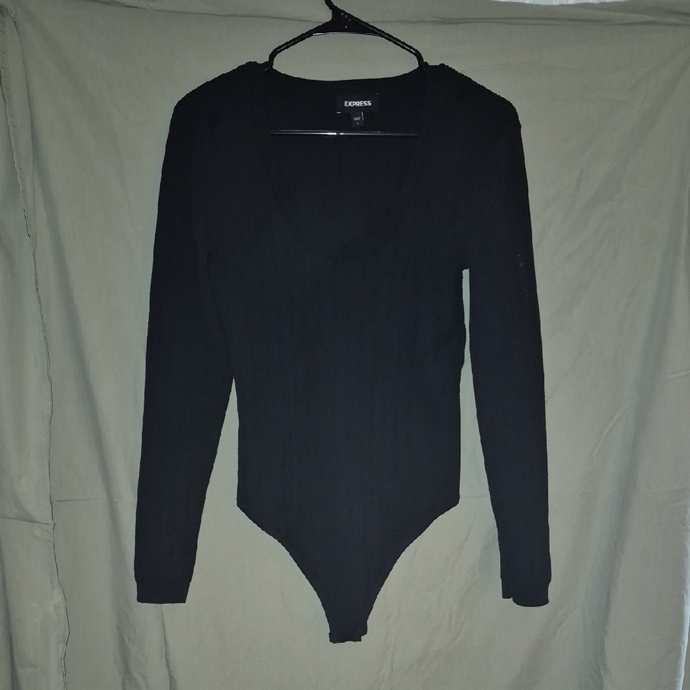 Express Elegant Black Long Sleeve Bodysuit